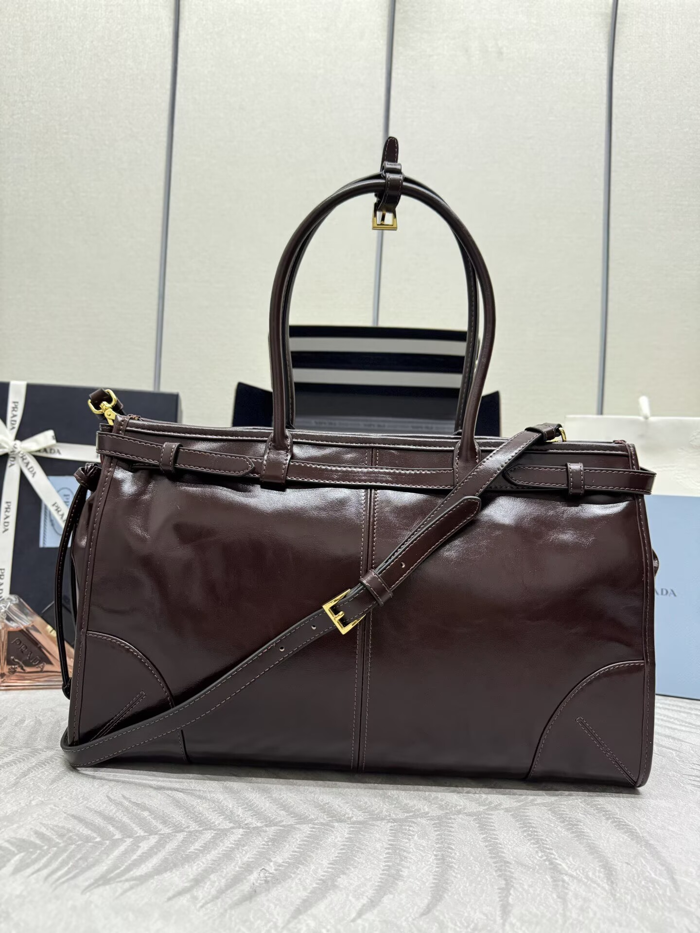 Small Dior Book Tote with Strap M1404PE Blue and White Lace